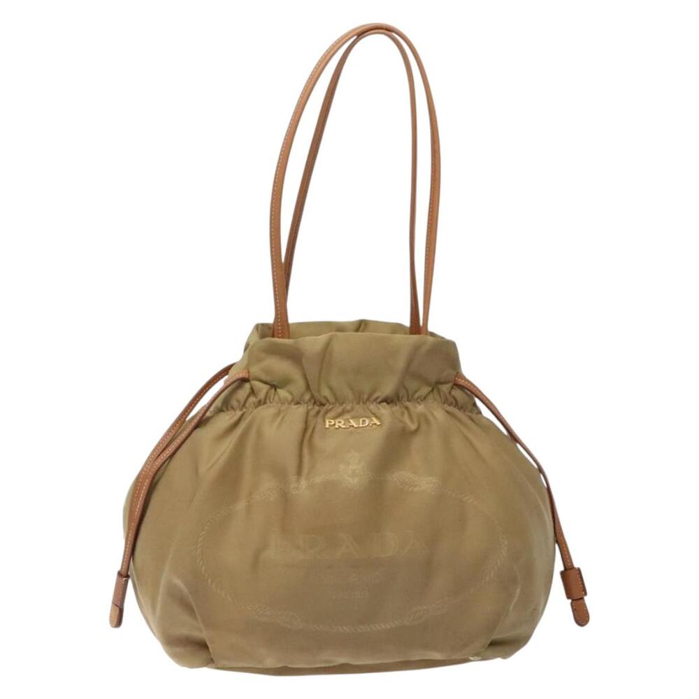PRADA Hand Bag Nylon Beige Gold - Picture 2 of 13